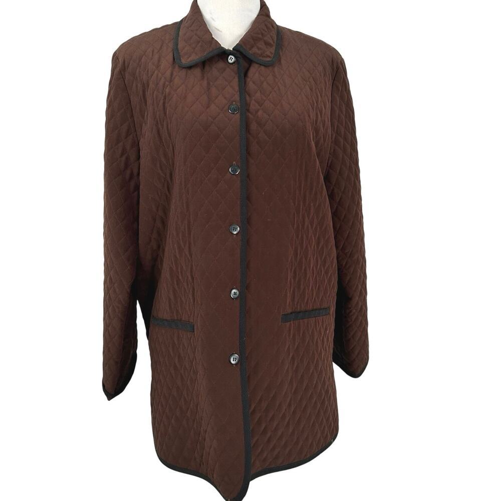 Diane Von Furstenberg Silk Quilted Jacket Brown Vintage Blazer Womens S